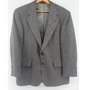 Cricketeer Harris & Frank Gray Wool Houndstooth Mens Blazer Sport Coat 44 0849